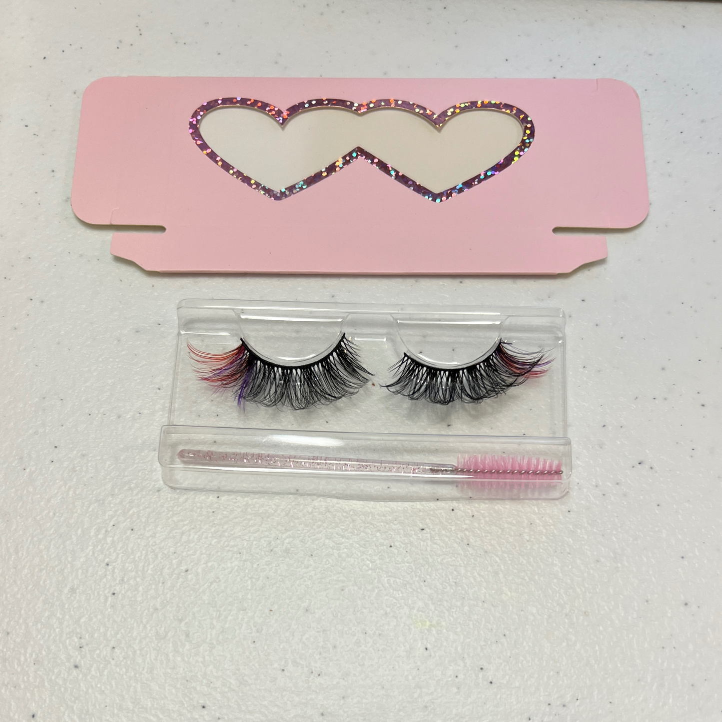 Red & Purple Lashes/ Lash Brush